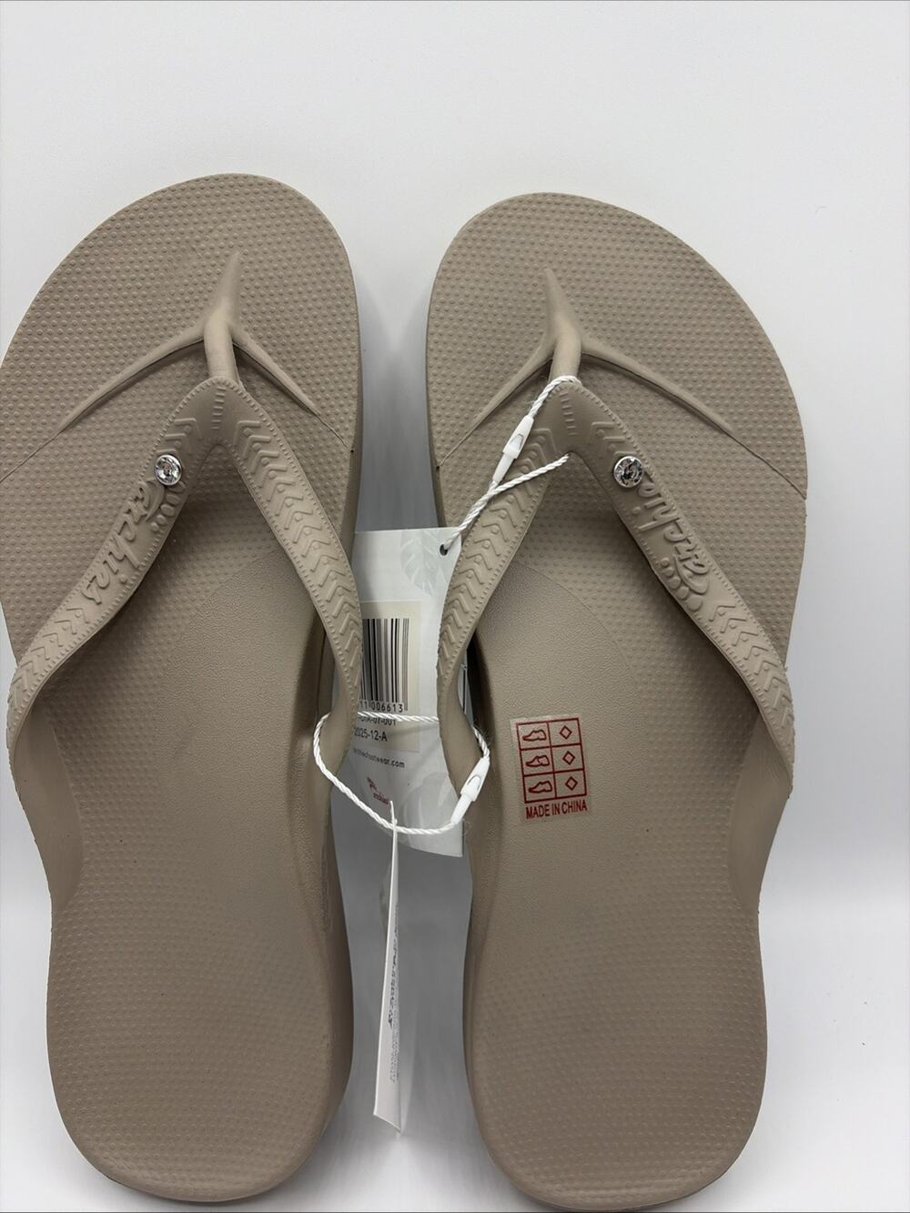 Archies Flip Flop Sandals Unisex Sz M9 W10 Gray Tap Arch Support Therapy Crystal